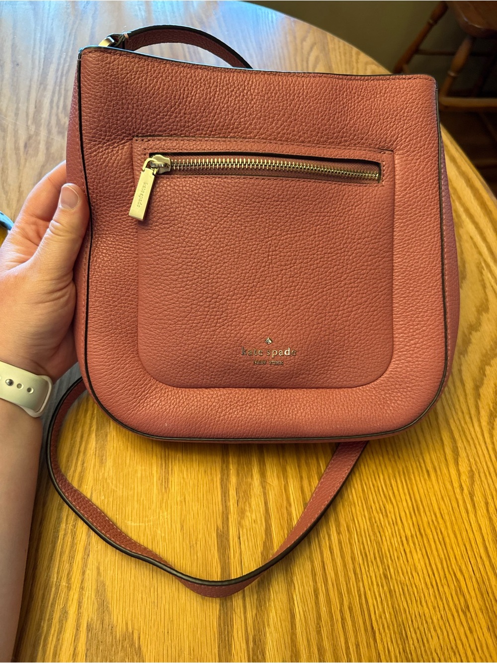 Kate Spade Pebbled Leather Crossbody Bag in Dusty Rose